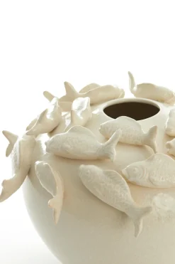 Light en Living Vaas deco Ø41,5X32 cm FISH keramiek creme