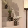 Light en Living Vaas deco Ø15x33,5 cm ROGANO keramiek donker bruin