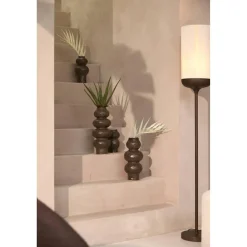 Light en Living Vaas deco Ø15x33,5 cm ROGANO keramiek donker bruin