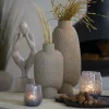 Light en Living Vaas deco 18x12x41 cm NAMTU keramiek mat bruin