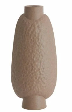 Light en Living Vaas deco 18x12x41 cm NAMTU keramiek mat bruin