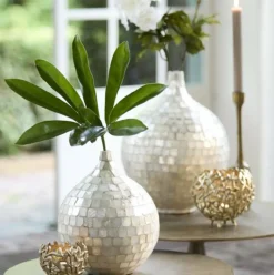 Light en Living Vaas deco Ø22x25 cm ELORZA bamboe crème