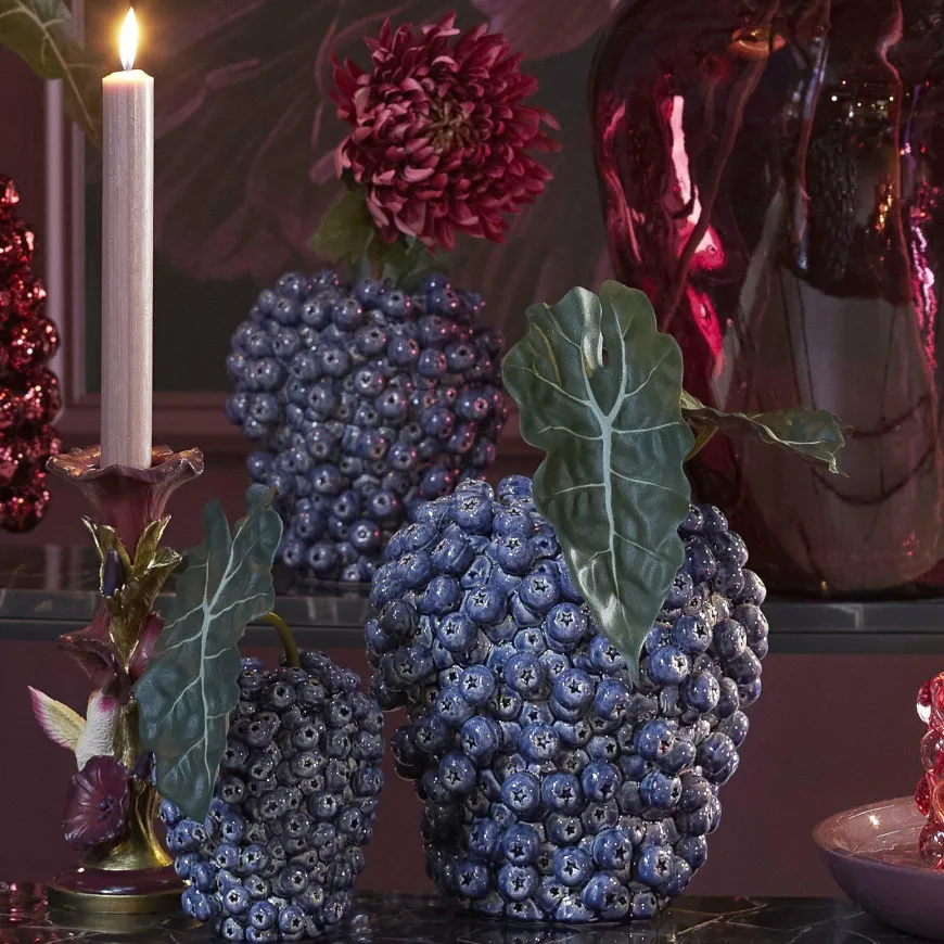 Light en Living Vaas deco Ø15X17,5 cm BERRIES keramiek donkerblauw