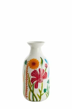 Light en Living Vaas deco Ø20x45 cm EKIMULI wit+bloemen