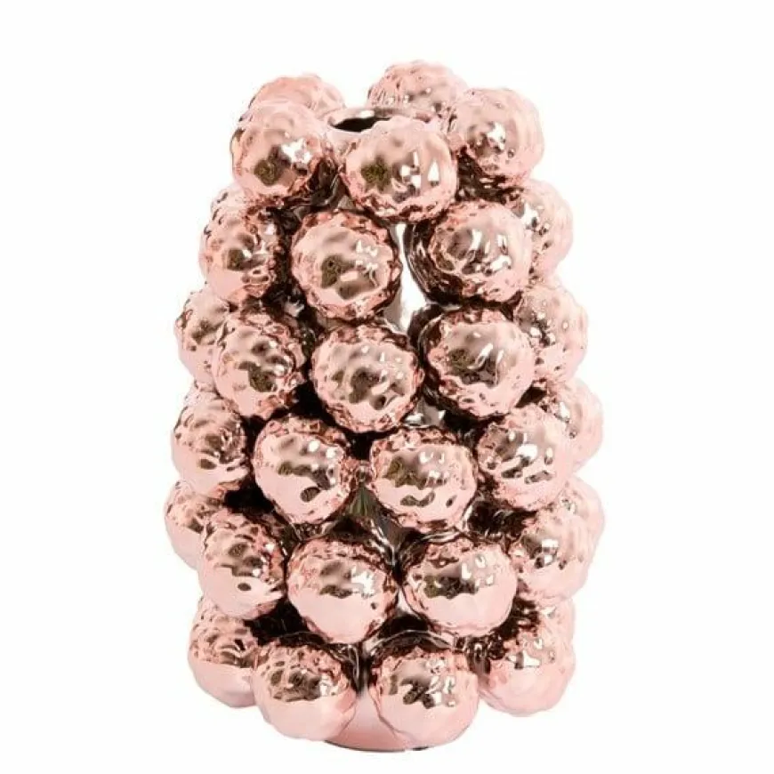 Light en Living Vaas deco Ø16x24,5 cm BUTANG keramiek metallic lichtroze