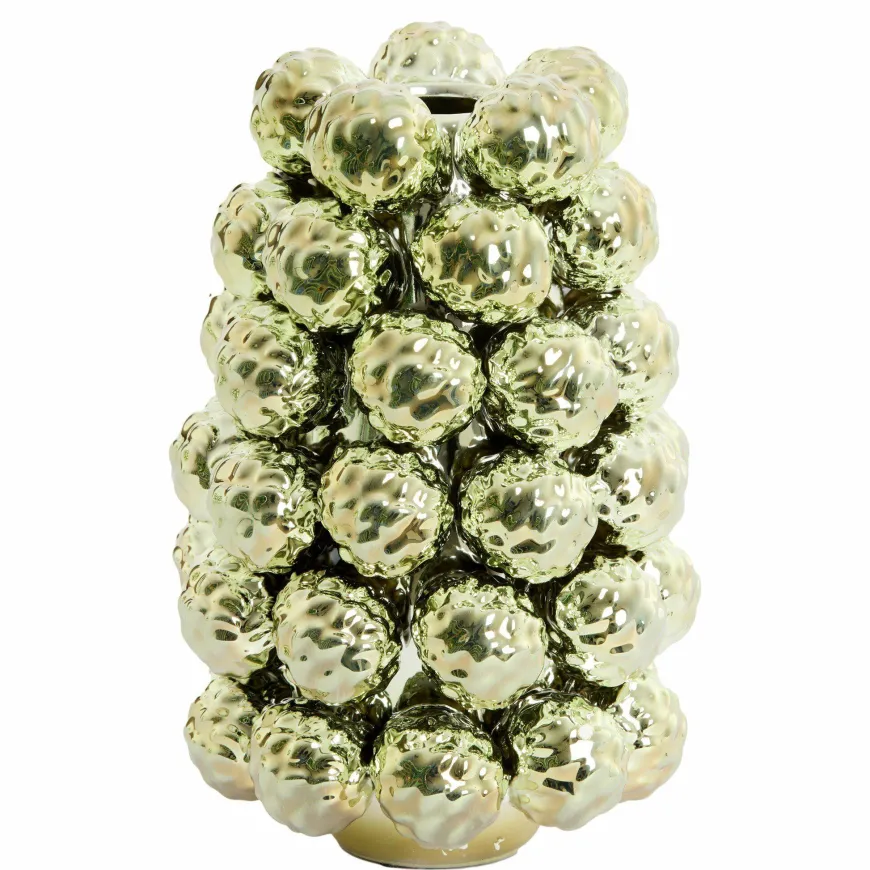 Light en Living Vaas deco Ø16x24,5 cm BUTANG keramiek metallic licht groen