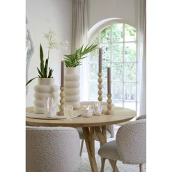 Light en Living Vaas deco Ø20x42 cm TRIORA keramiek mat crème