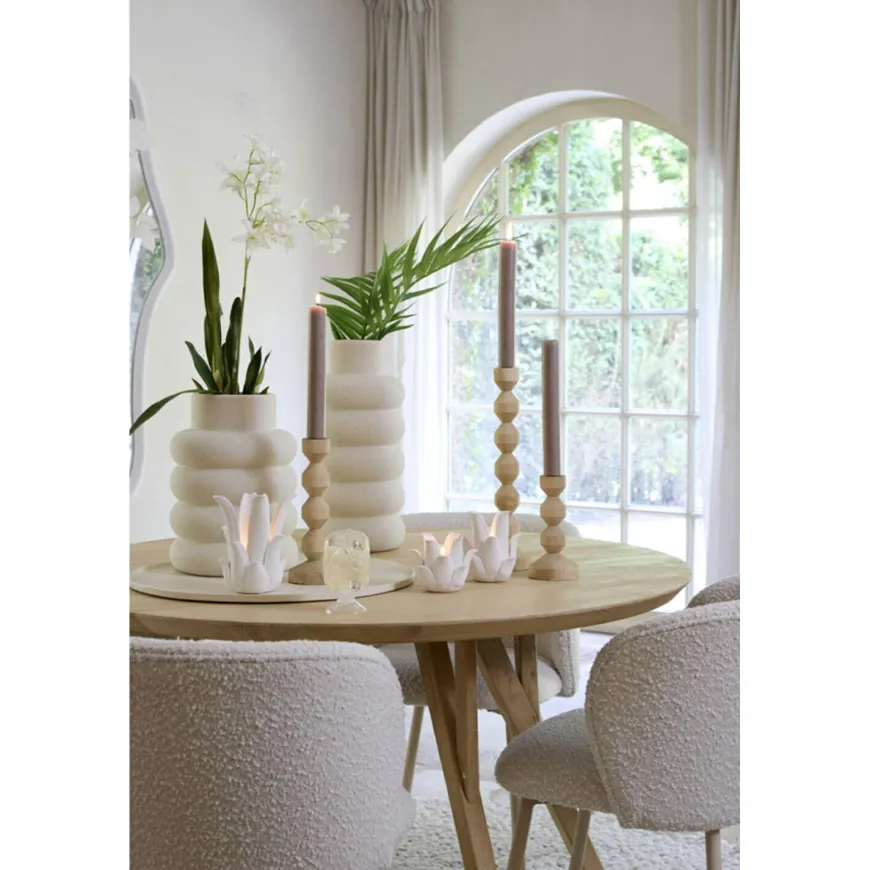 Light en Living Vaas deco Ø20x42 cm TRIORA keramiek mat crème