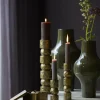 Light en Living Vaas deco Ø27x49 cm SINDO glanzend donker olijf groen+zwart