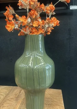 Light en Living Vaas deco Ø27x49 cm SINDO glanzend donker olijf groen+zwart