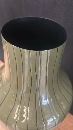 Light en Living Vaas deco Ø27x49 cm SINDO glanzend donker olijf groen+zwart