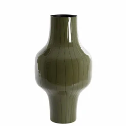 Light en Living Vaas deco Ø27x49 cm SINDO glanzend donker olijf groen+zwart