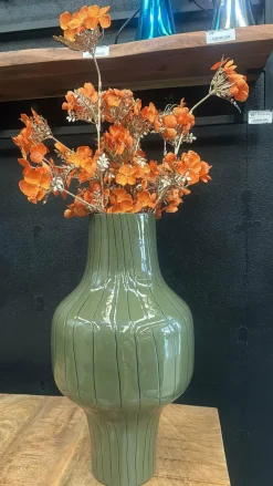 Light en Living Vaas deco Ø27x49 cm SINDO glanzend donker olijf groen+zwart