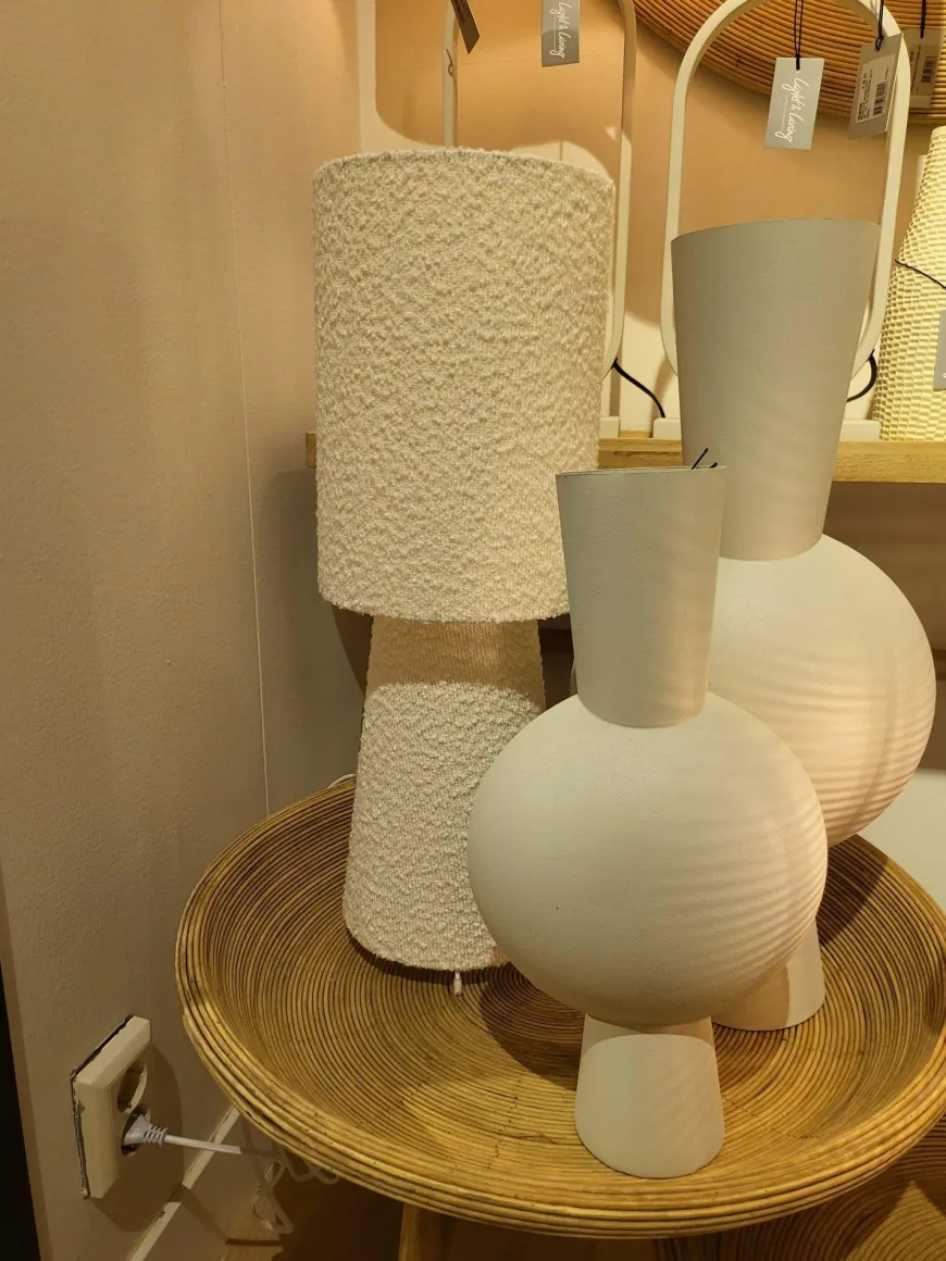 Light en Living Vaas deco 31x20x60 cm KAVANDU licht crème