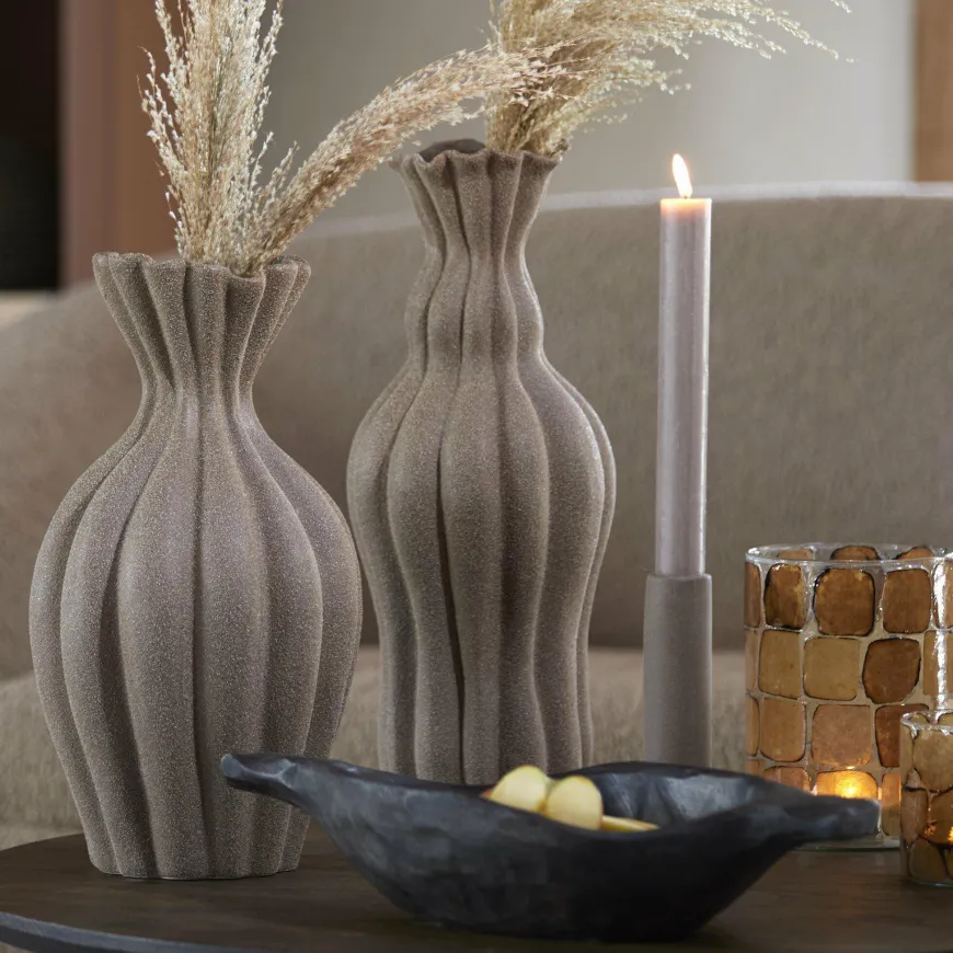 Light en Living Vaas deco Ø17,5x47,5 cm SILVIO keramiek mat bruin