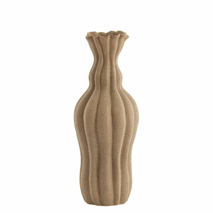 Light en Living Vaas deco Ø17,5x47,5 cm SILVIO keramiek mat bruin