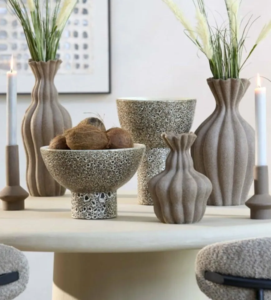 Light en Living Vaas deco Ø17,5x47,5 cm SILVIO keramiek mat bruin