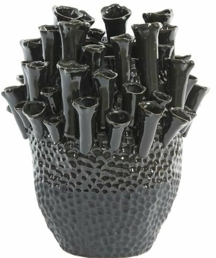 Light en Living Vaas deco Ø29x33 cm KYRAL keramiek mat zwart-glans zwart