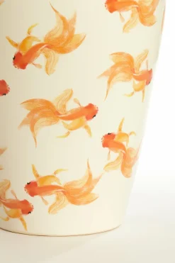 Light en Living Vaas deco Ø28X42 cm Fish keramiek wit+oranje