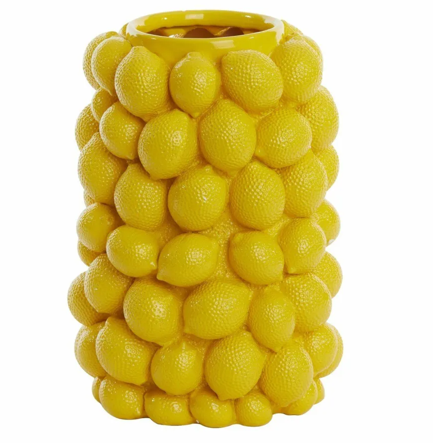 Light en Living Vaas deco LEMON geel - 33 cm hoog
