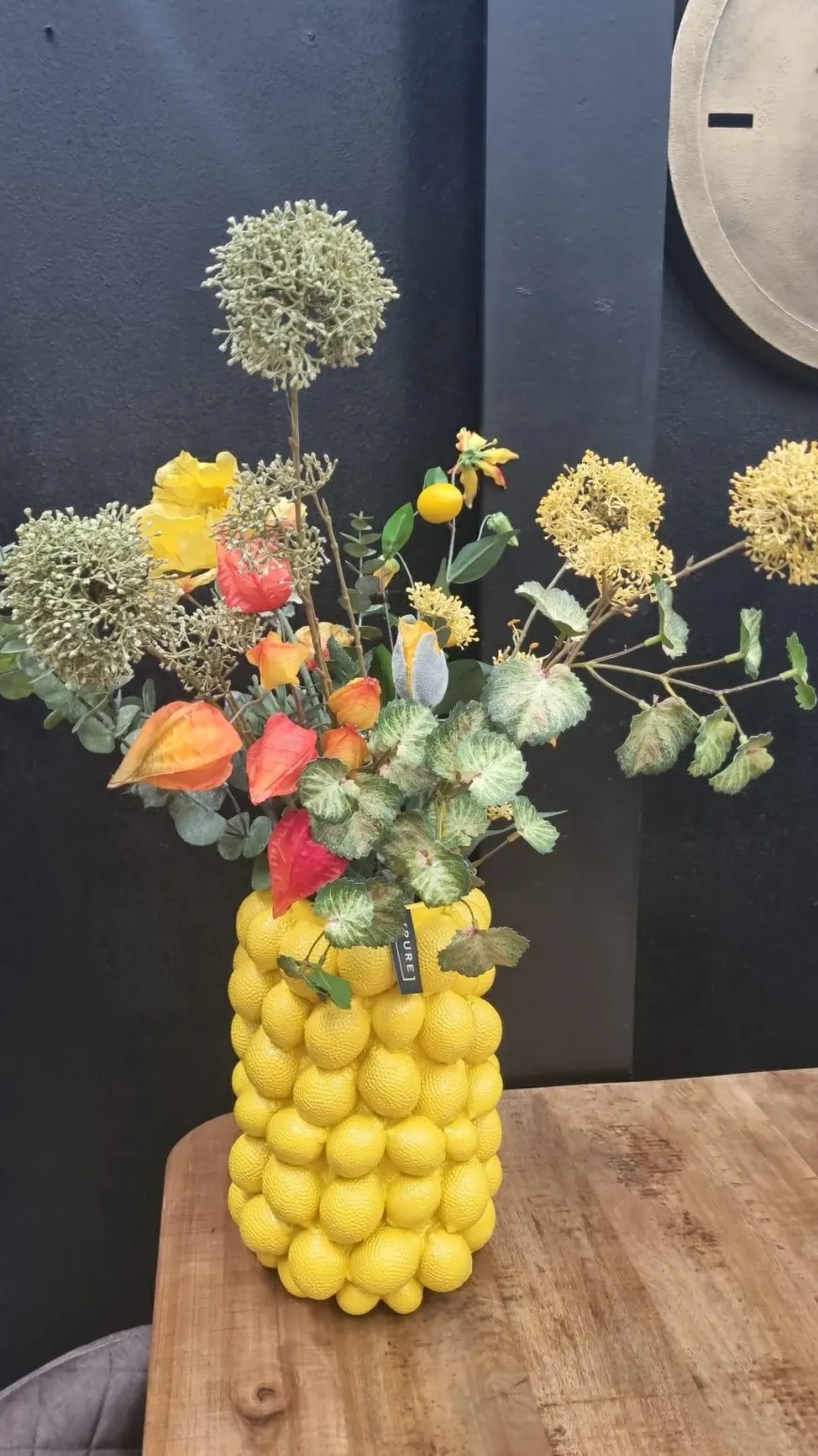 Light en Living Vaas deco LEMON geel - 33 cm hoog
