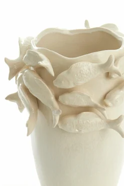 Light en Living Vaas deco 29X28,5X27 cm FISH keramiek creme