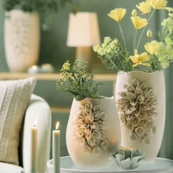 Light en Living Vaas deco 31,5X27X50 cm AMIATA keramiek mat crème