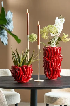 Light en Living Vaas deco 25,5x24,5x20,5 cm PEPPER keramiek rood