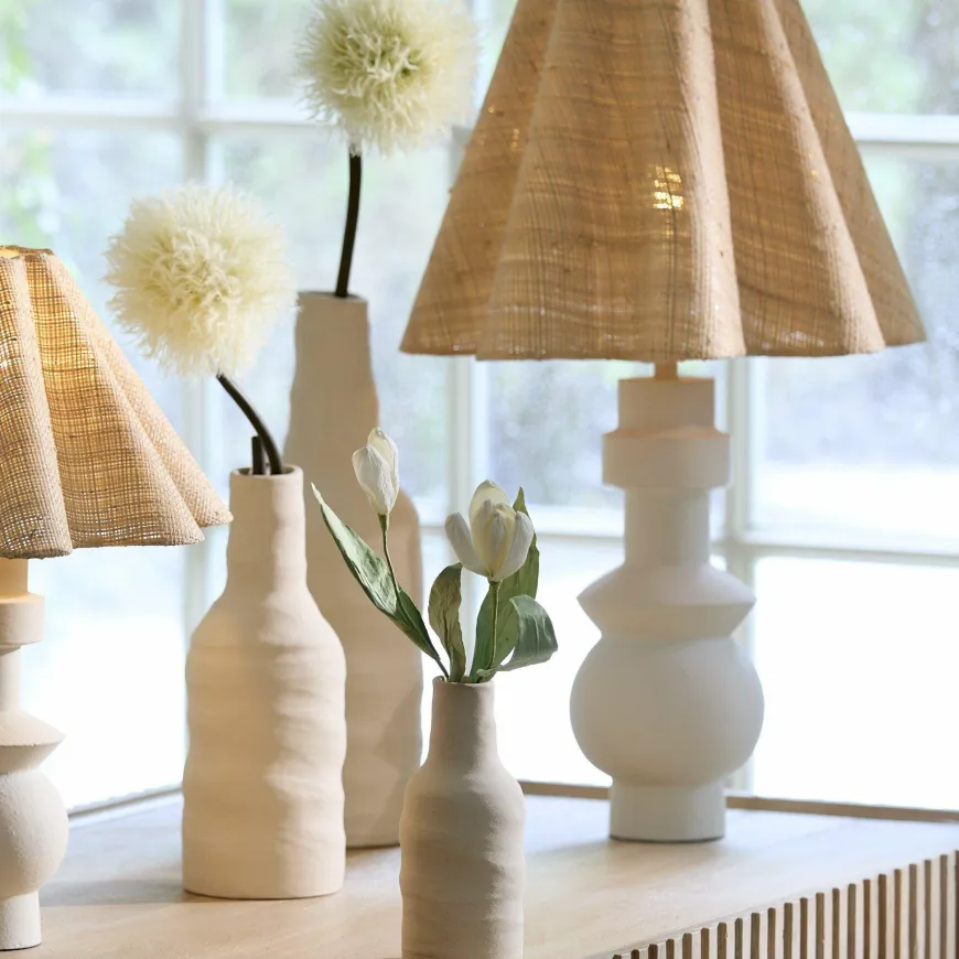 Light en Living Vaas deco Ø14,5x42 cm SESTO keramiek mat crème