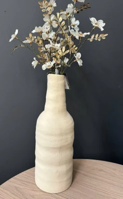 Light en Living Vaas deco Ø14,5x42 cm SESTO keramiek mat crème