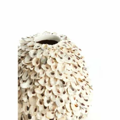 Light en Living Vaas deco Ø26x27 cm UBATE bamboe+schelp crème+bruin