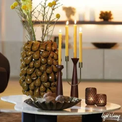 Light en Living Vaas NATALIA keramiek geel-bruin - 2 afmetingen