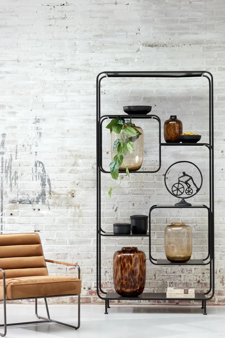 Light en Living Vaas Ø16x25 cm DAKAR Glas bruin-zwart
