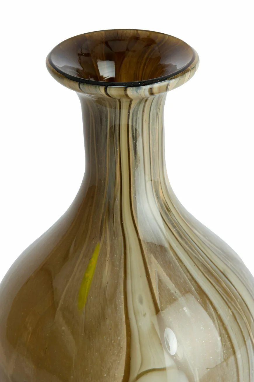 Light en Living Vaas Ø14,5x29,5 cm JORVEN glas taupe + olijfgroen