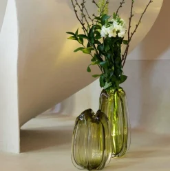 Light en Living Vaas Ø21x38 cm MURELA glas olijf groen