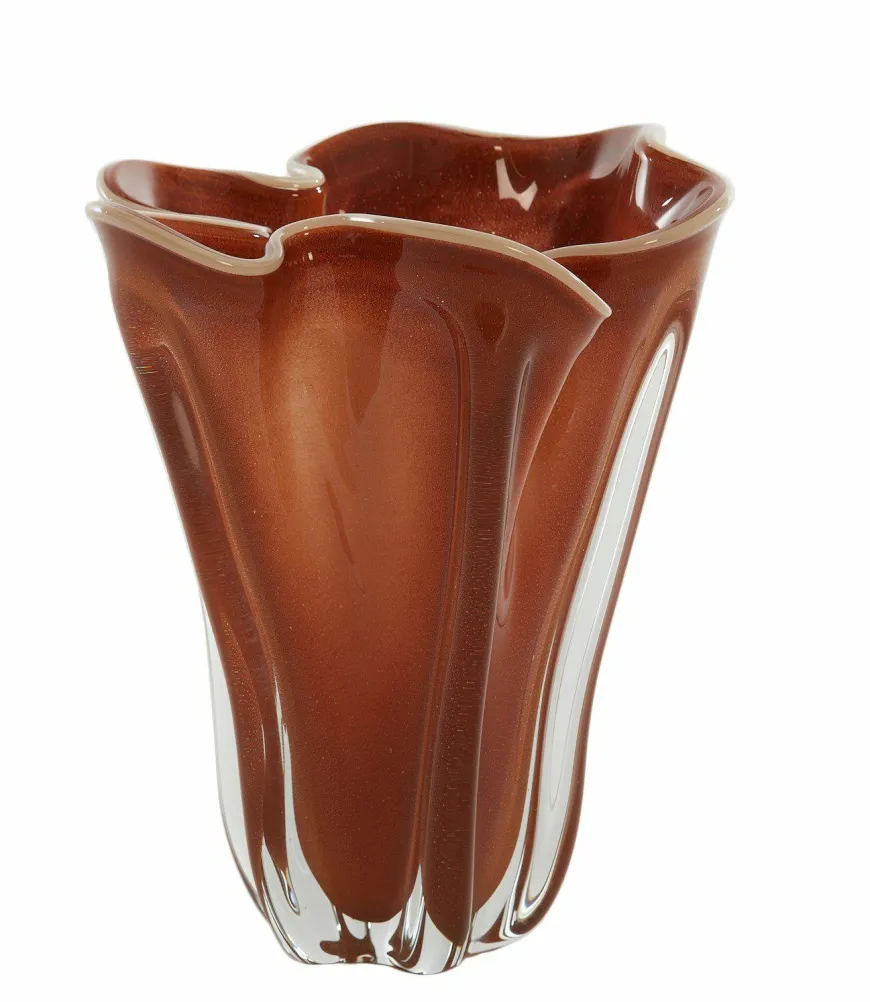 Light en Living Vaas Ø22X27 cm KAZUNO Glas helder terra+creme