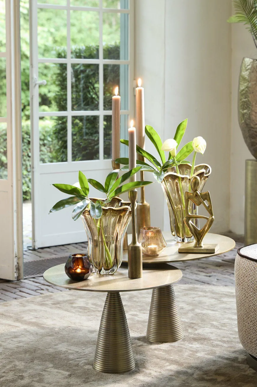 Light en Living Vaas Ø22X27 cm KAZUNO Glas helder bruin+grijs+creme