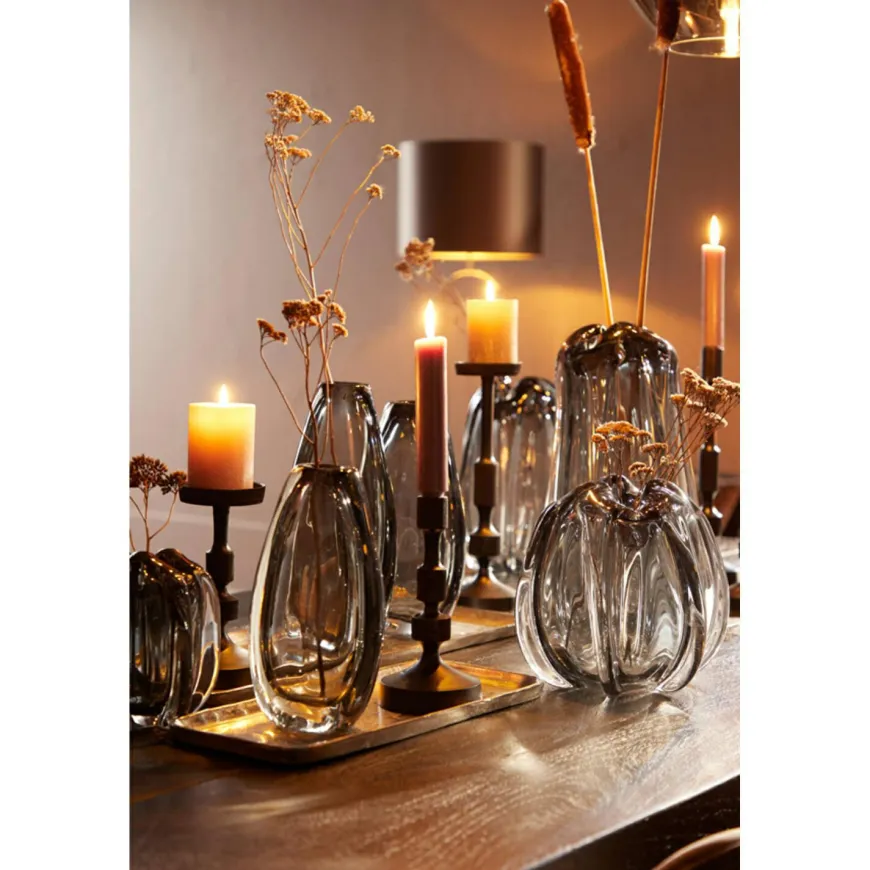 Light en Living Vaas Ø21x30 cm MURELA glas grijs