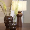 Light en Living Vaas Ø16,5x19 cm OWL glas donker bruin