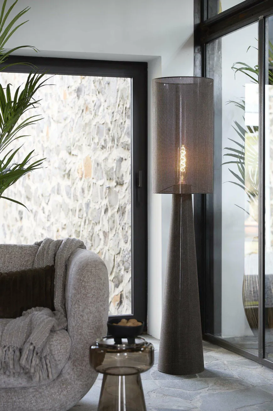 Light en Living Vloerlamp Ø38x180 cm MICKY linnen bruin