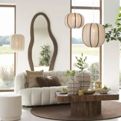 Light en Living Vloerlamp SOLUNE Ø35x165 cm Naturel + Crème – Light & Living