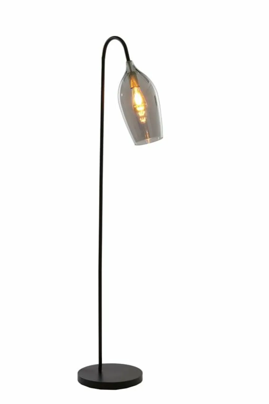Light en Living Vloerlamp 67x30,5x160 cm LUKARO glas smoke+mat zwart