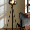 Light en Living Vloerlamp Ø42x146 cm MAYSON mat zwart+glas smoke
