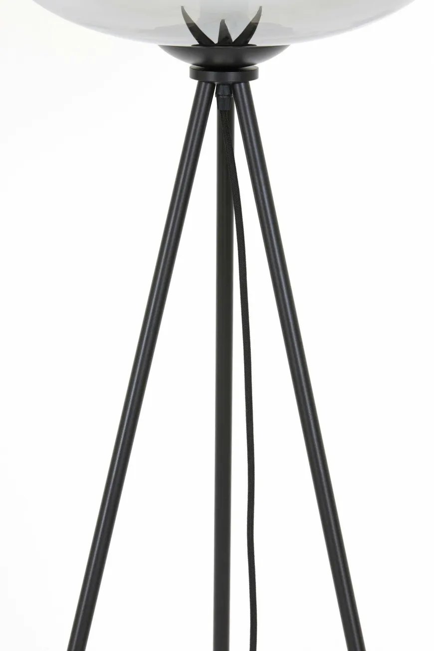 Light en Living Vloerlamp Ø42x146 cm MAYSON mat zwart+glas smoke