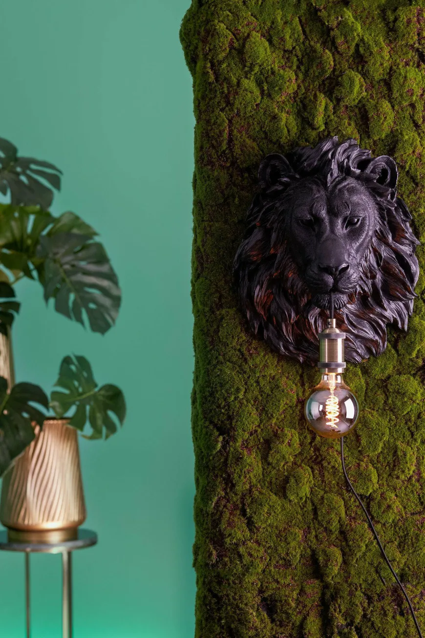 Light en Living Wandlamp 33,5x19x40,5 cm LION mat zwart