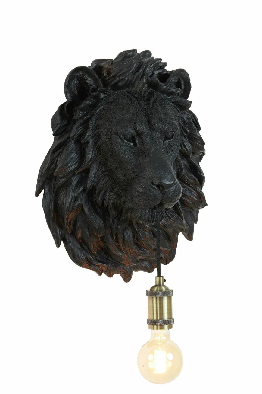 Light en Living Wandlamp 33,5x19x40,5 cm LION mat zwart