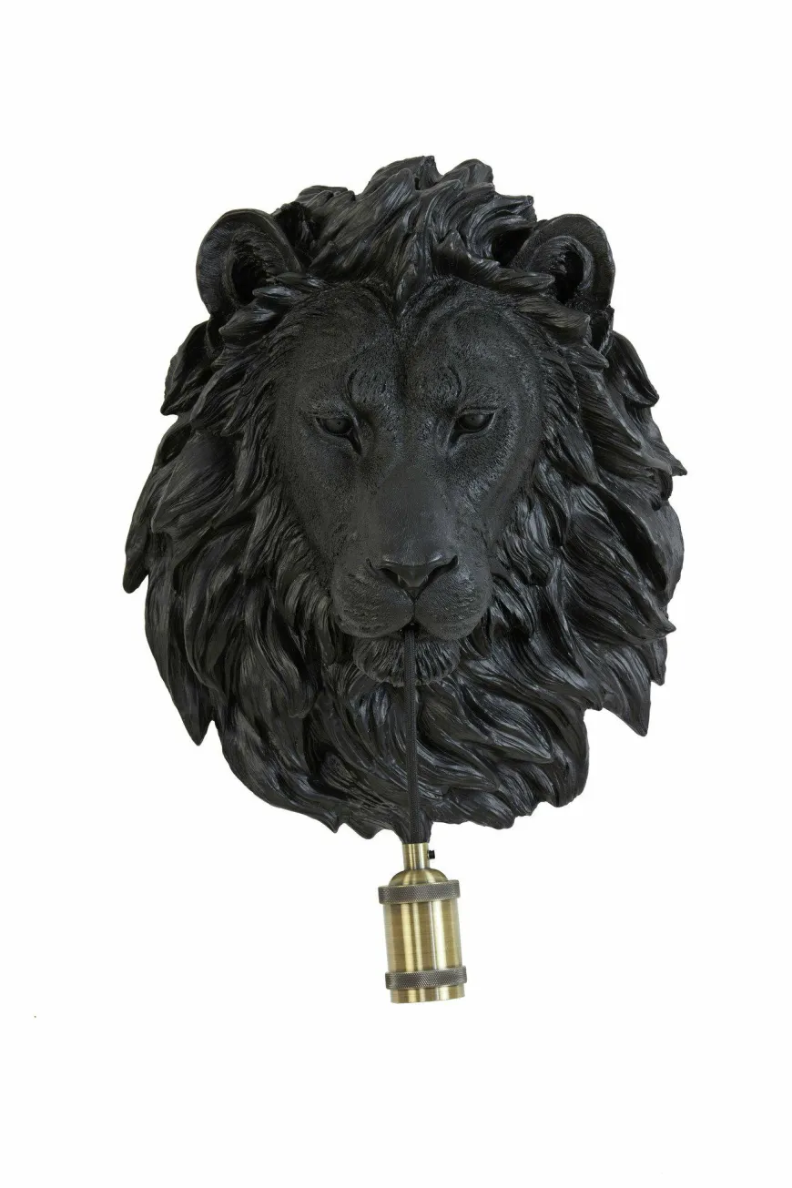 Light en Living Wandlamp 33,5x19x40,5 cm LION mat zwart