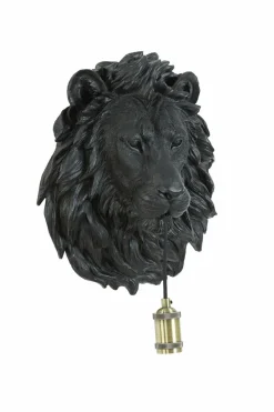 Light en Living Wandlamp 33,5x19x40,5 cm LION mat zwart