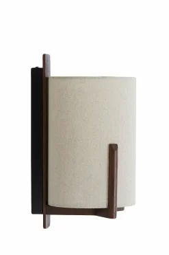 Light en Living Wandlamp 22X18X36 cm Litto donkerbruin+Linnen naturel