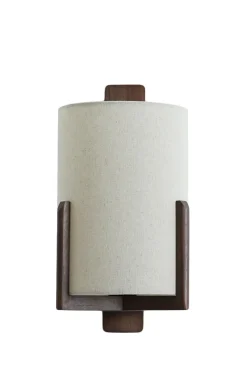 Light en Living Wandlamp 22X18X36 cm Litto donkerbruin+Linnen naturel